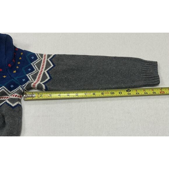 Hanna Andersson Wool Blend Nordic Striped Sweater Boys Size 140 US 10 Gray - Picture 7 of 9